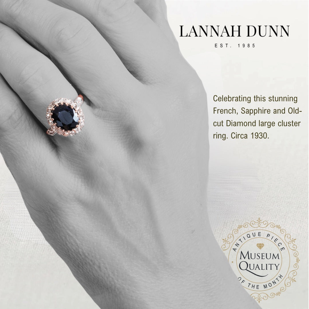 The Princess Kate LD Sapphire and diamond engagement ring. July Antique of the Month