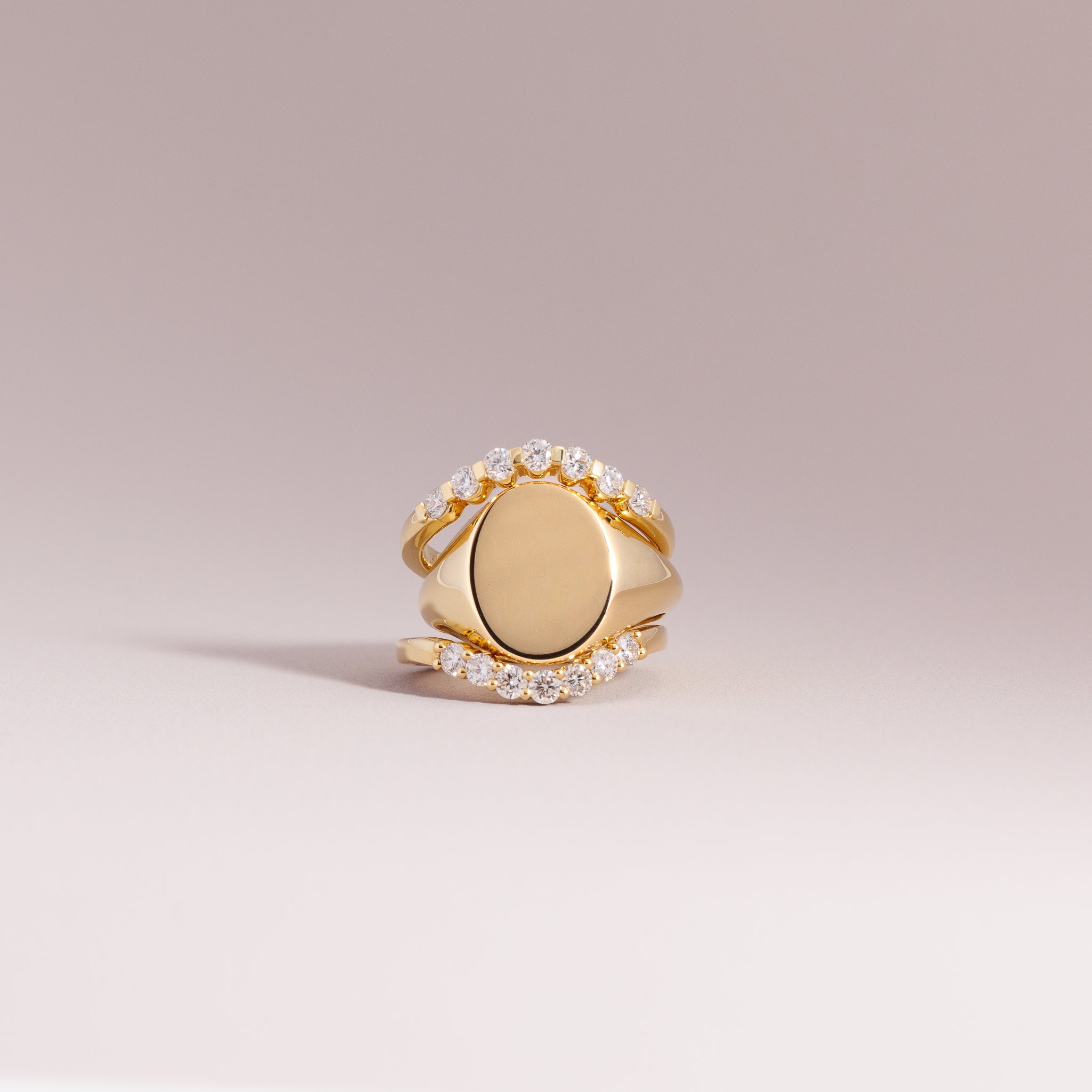 LD Royal Signet Monogram & Diamond Huggie in 18ct Yellow Gold DUO