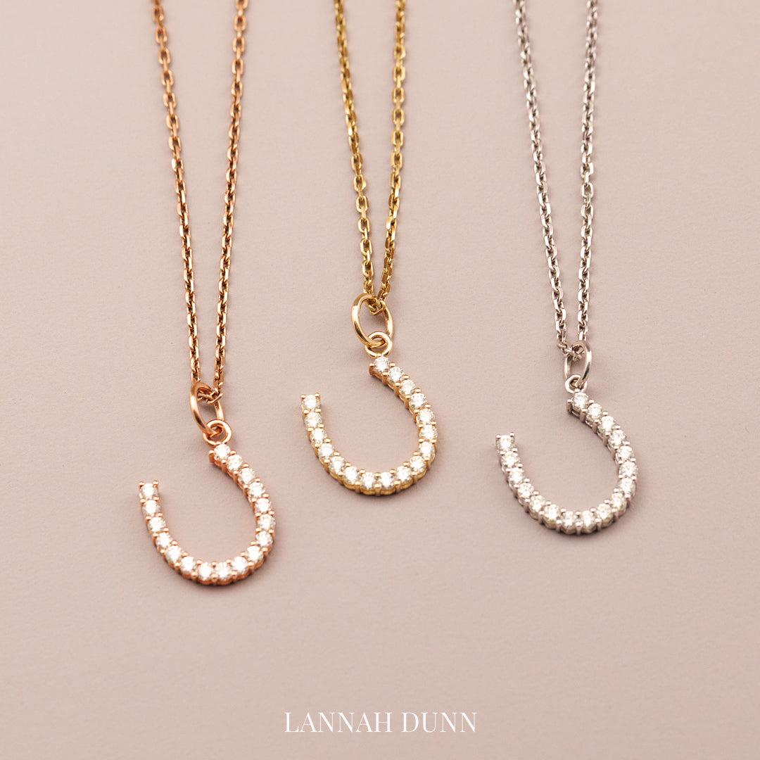 9ct white gold 9ct yellow gold 9ct rose gold LD signature maxi diamond horseshoe charm pendant