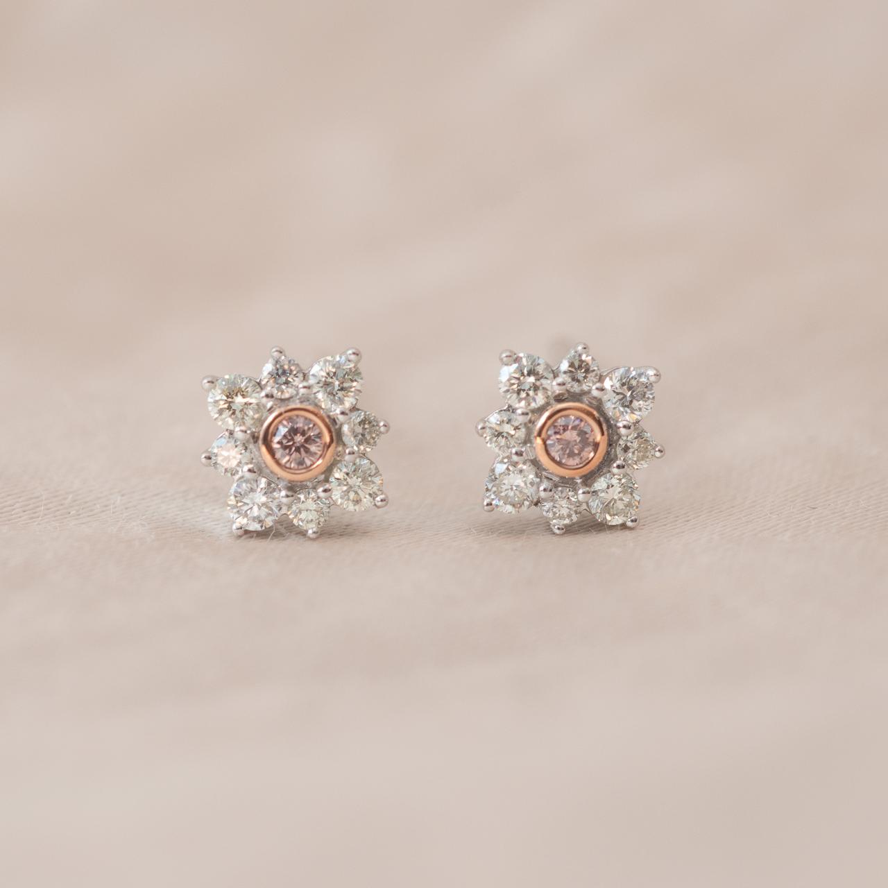 Australian Pink Diamond snowflake earrings