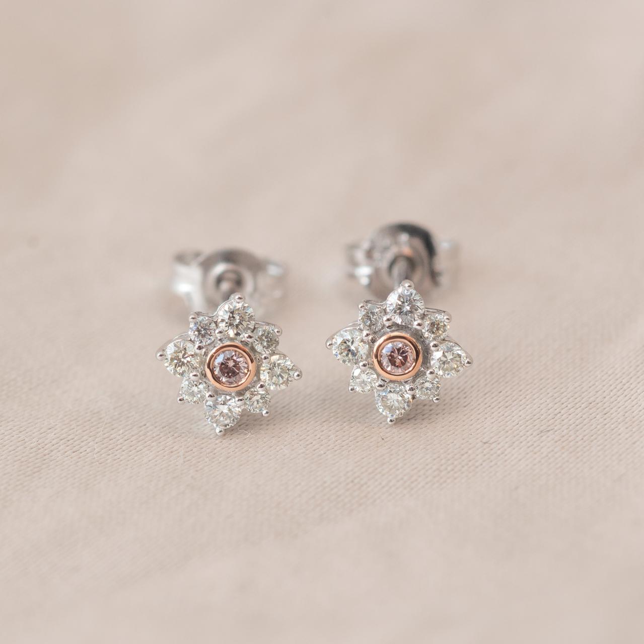 Australian Pink Diamond snowflake earrings