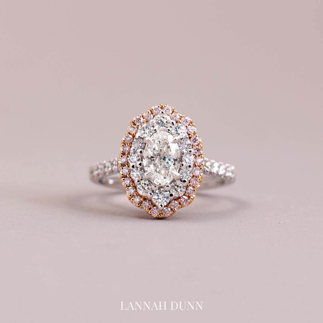 Rare Argyle diamond, Australian Pink Diamond cluster ring