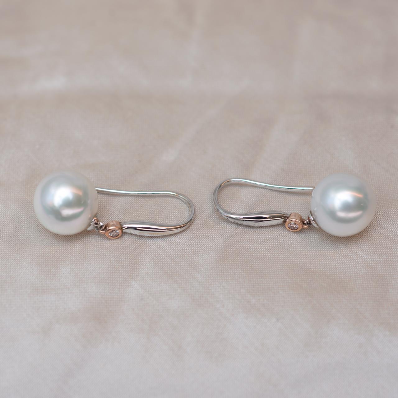 Pink Diamond & South Sea Pearl Earrings
