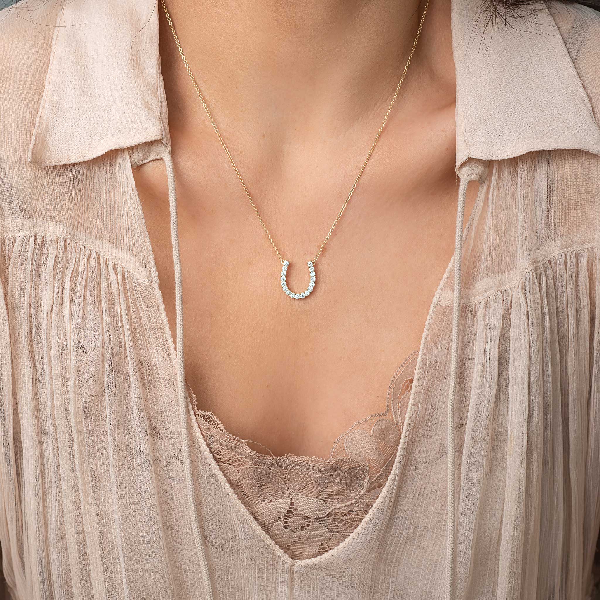 Signature LD Maxi Diamond Horseshoe Necklace select from 18ct yellow, rose or white gold