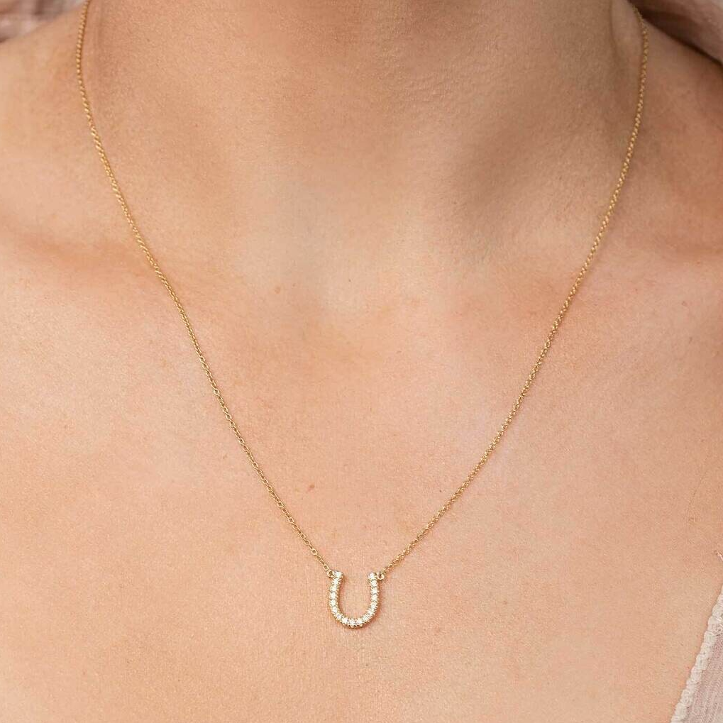 Signature LD Mini Diamond Horseshoe Necklace select from yellow, rose or white gold