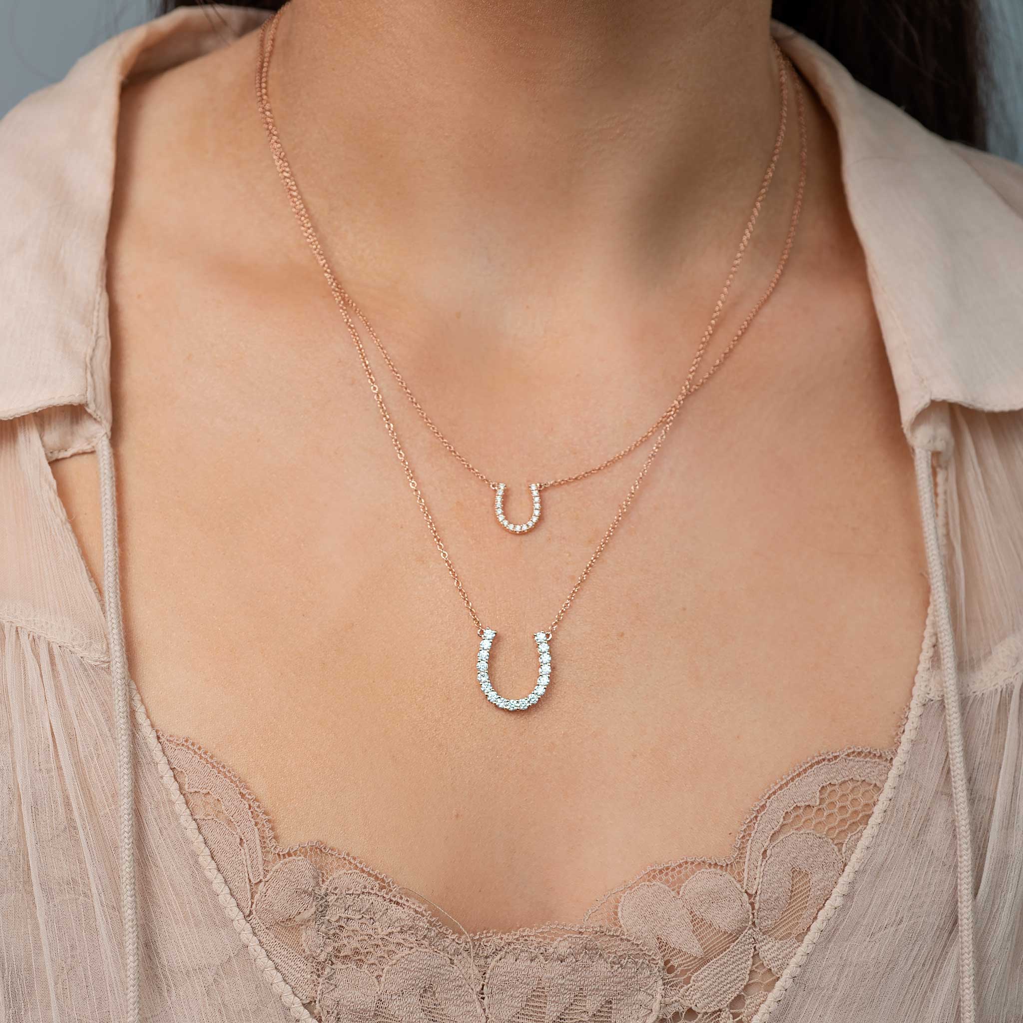 Signature LD Mini Diamond Horseshoe Necklace select from yellow, rose or white gold