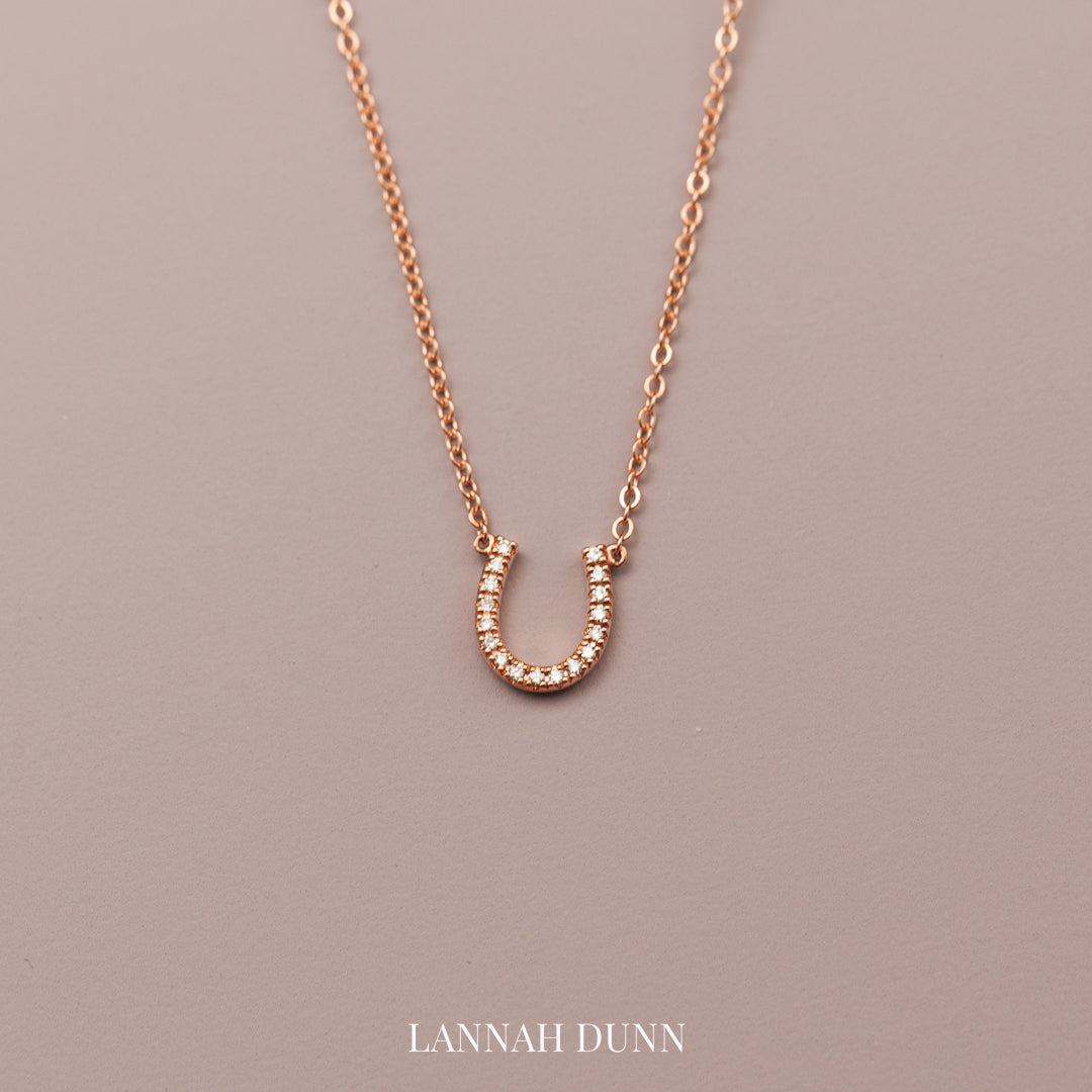 Signature LD Mini Diamond Horseshoe Necklace select from yellow, rose or white gold