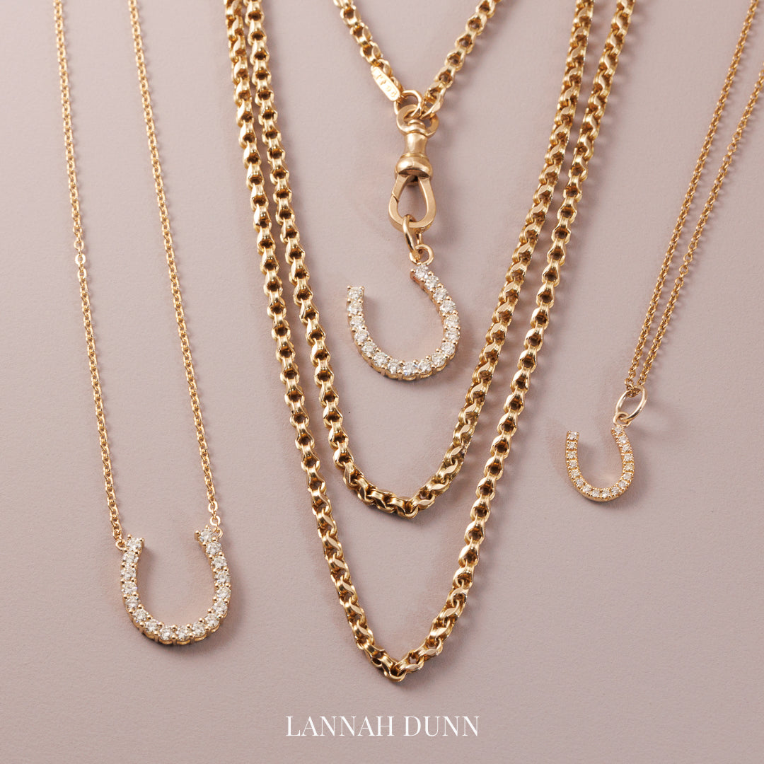 Signature LD Maxi Diamond Horseshoe Necklace select from 18ct yellow, rose or white gold