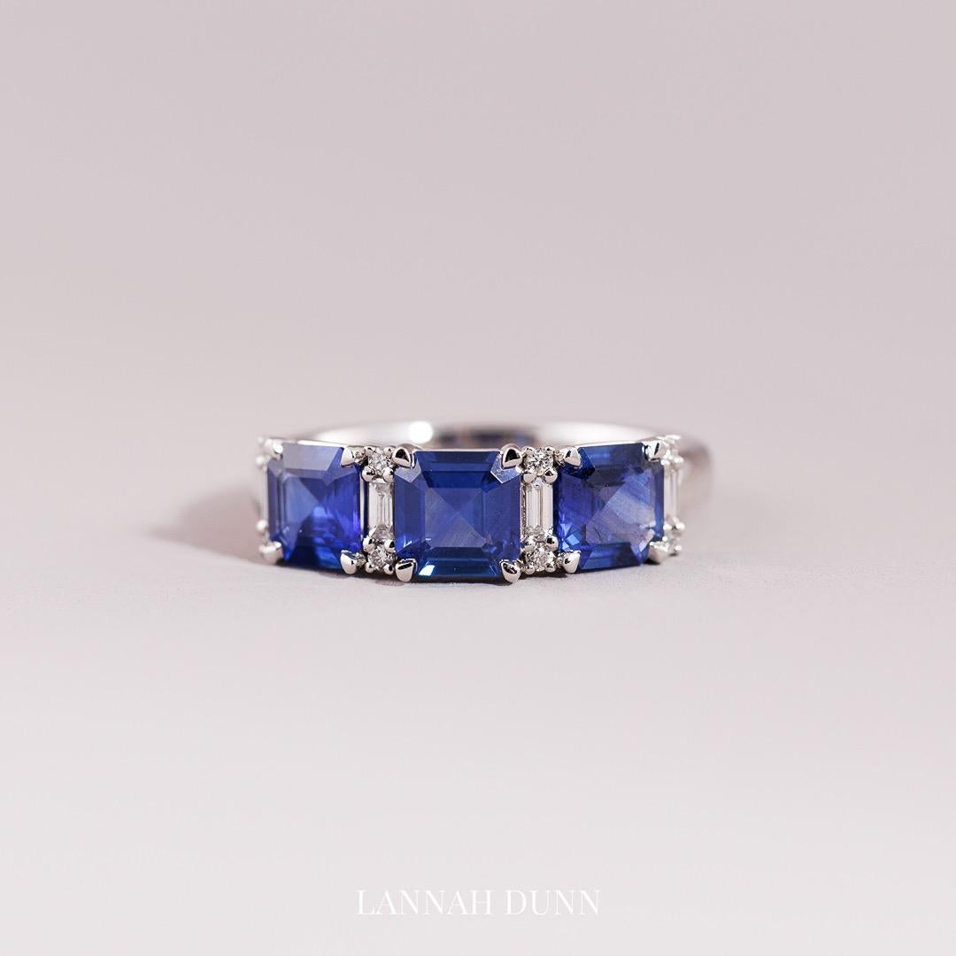 Sapphire & Diamond Art Deco style engagement ring