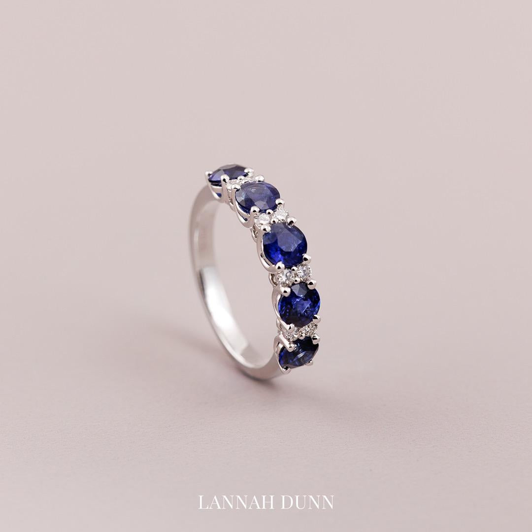 Vintage Style Sapphire & diamond half eternity band