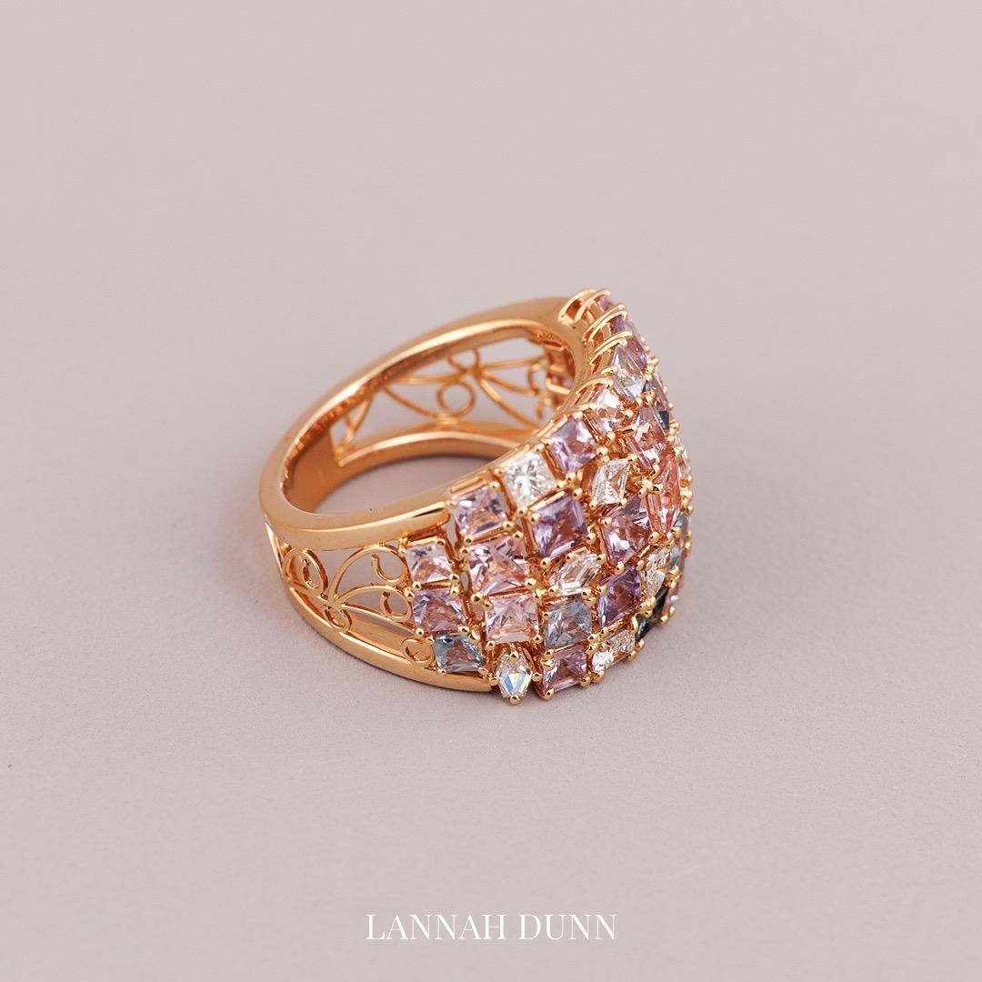 Diamond and natural spinel encrusted gemstone dress ring