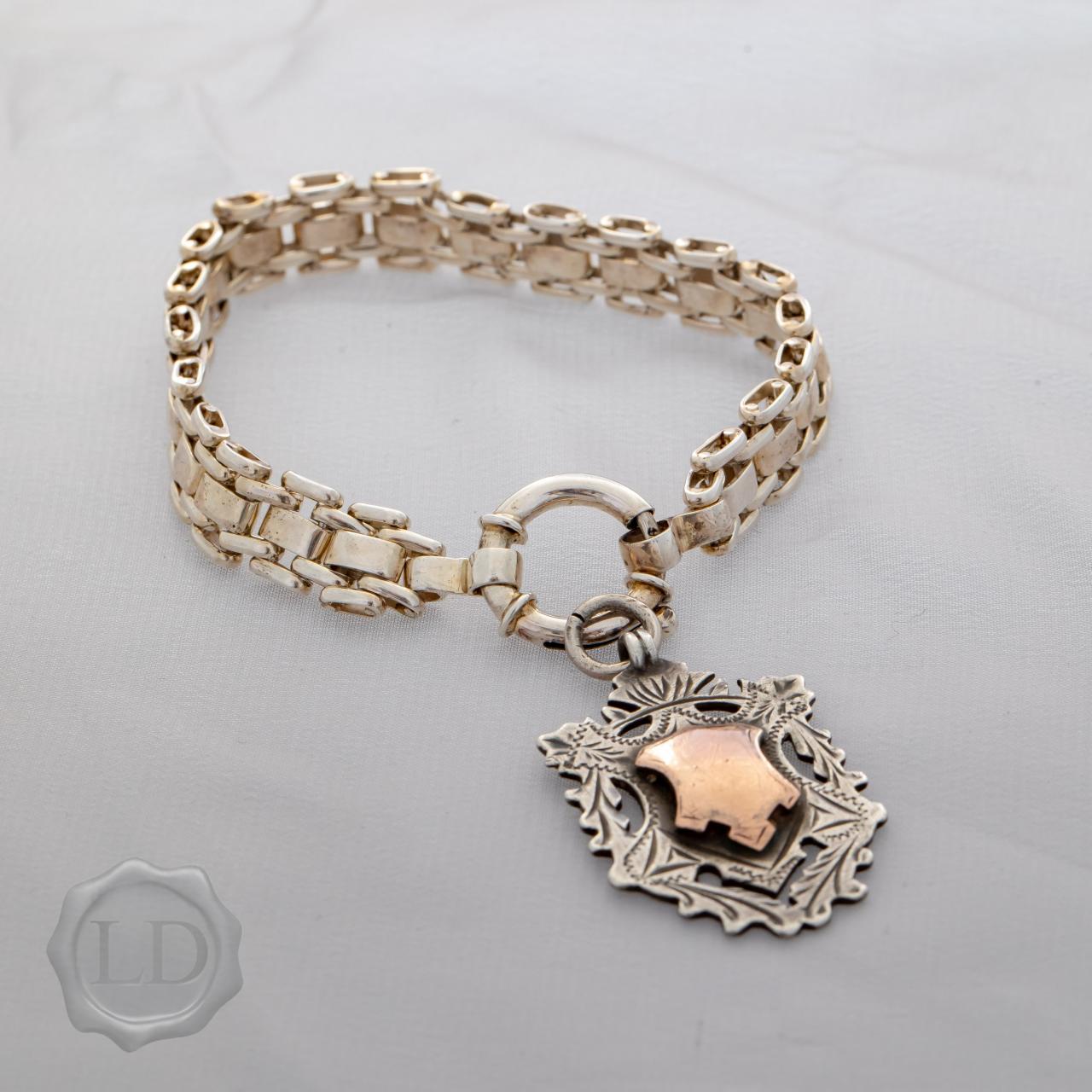 Sterling silver flat link polished bracelet