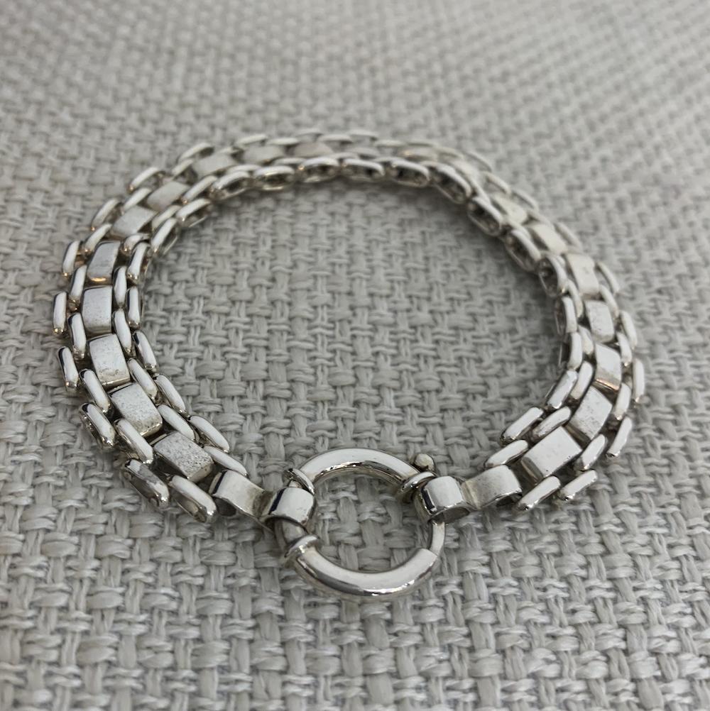 Sterling silver flat link polished bracelet