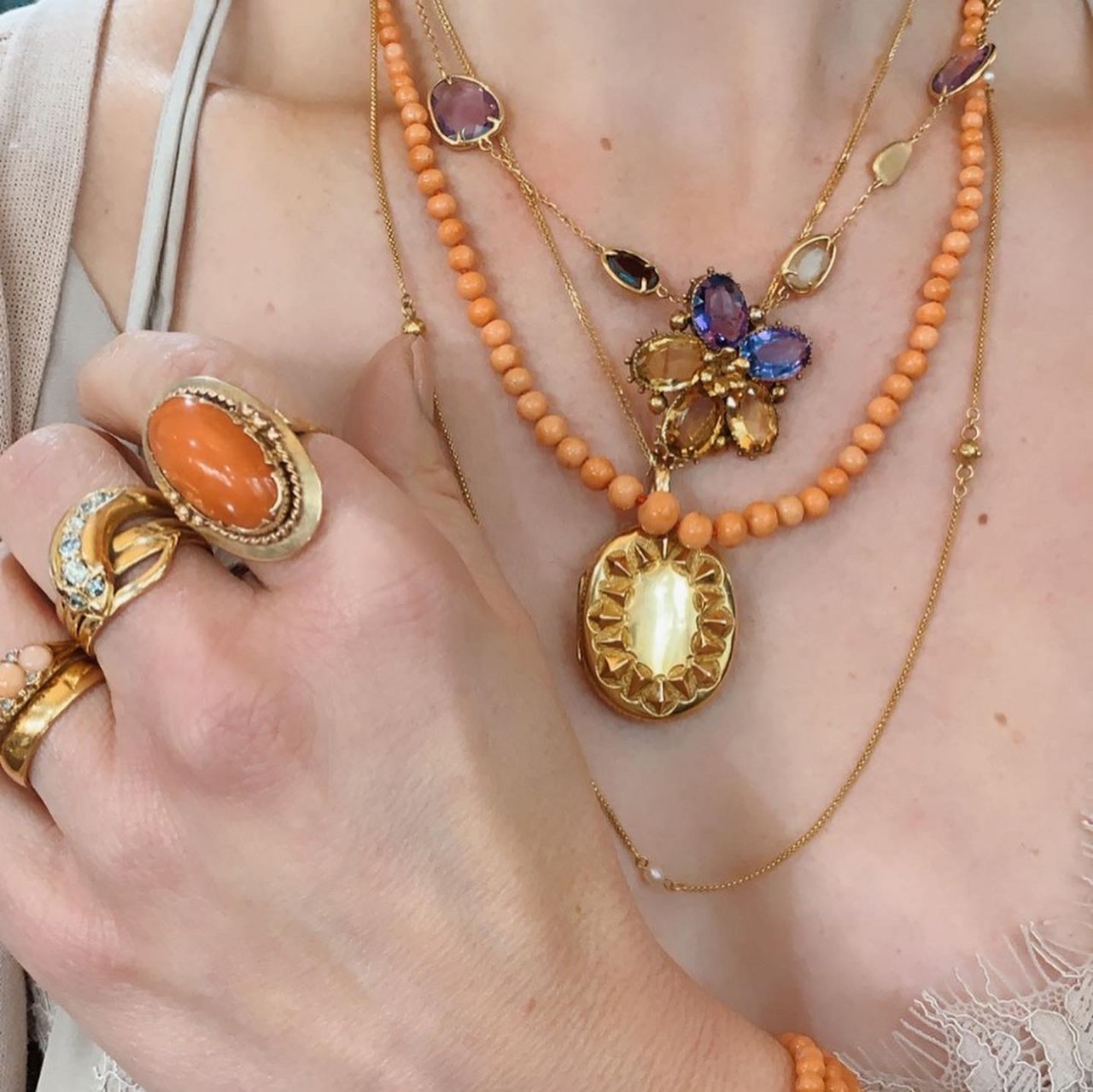 Natural gemstone necklace