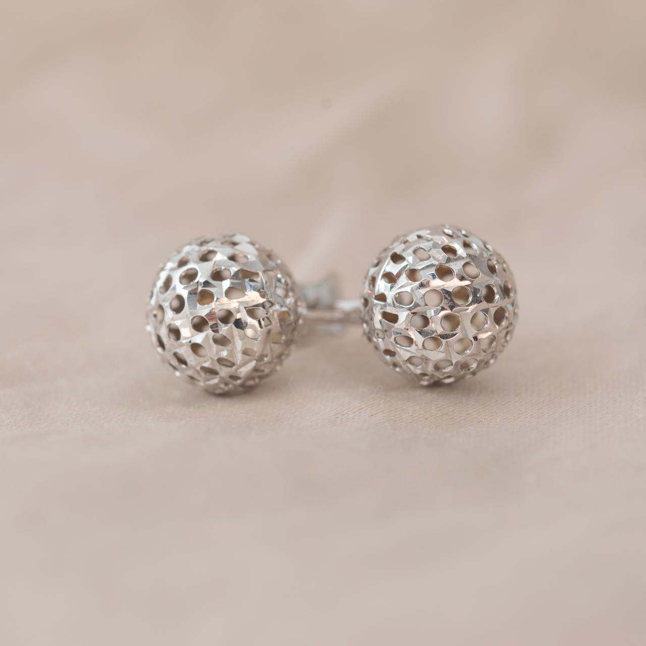 Italian sparkle studs in 9ct white gold, medium