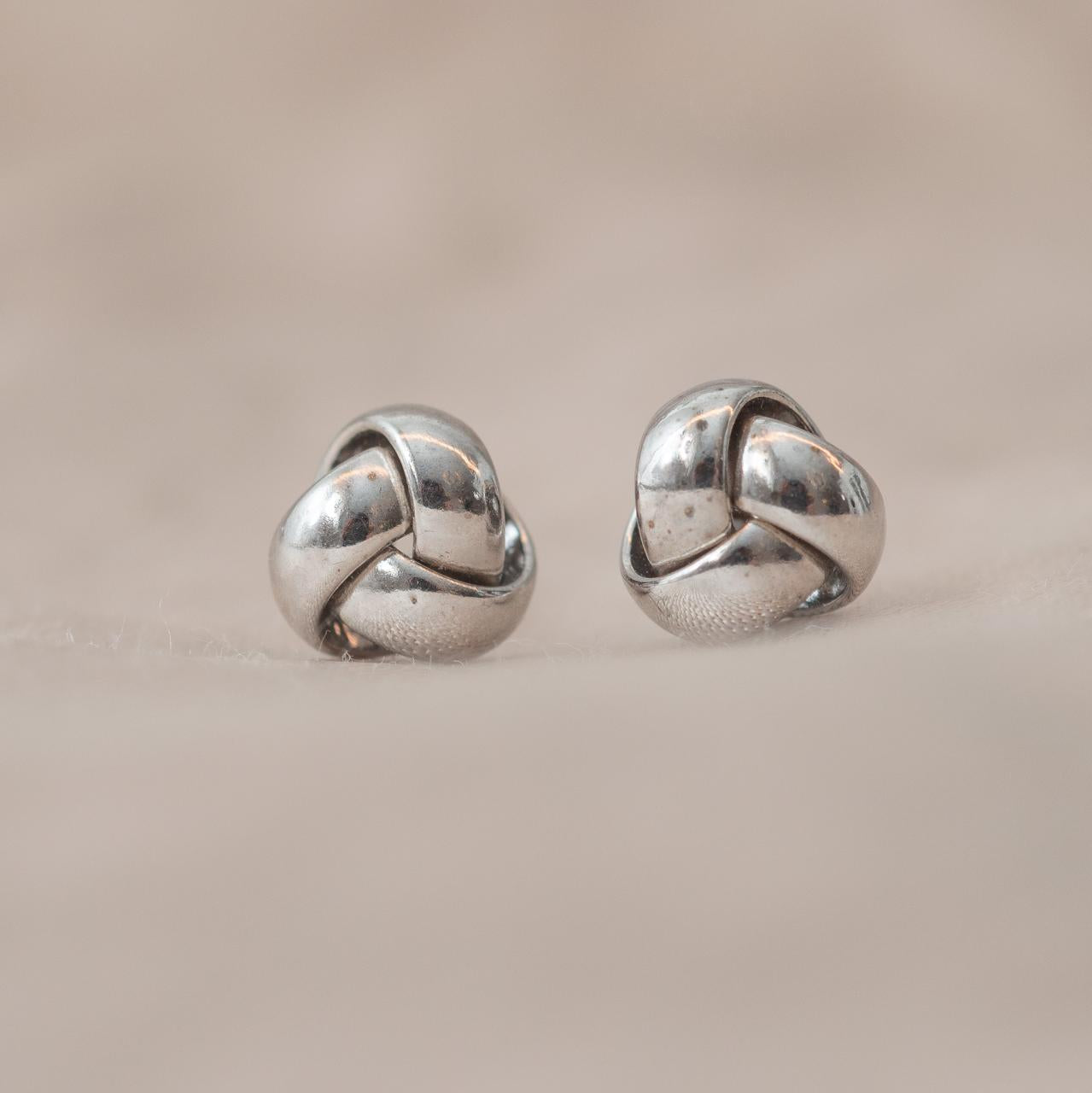 Italian mini knot studs in 9ct white gold