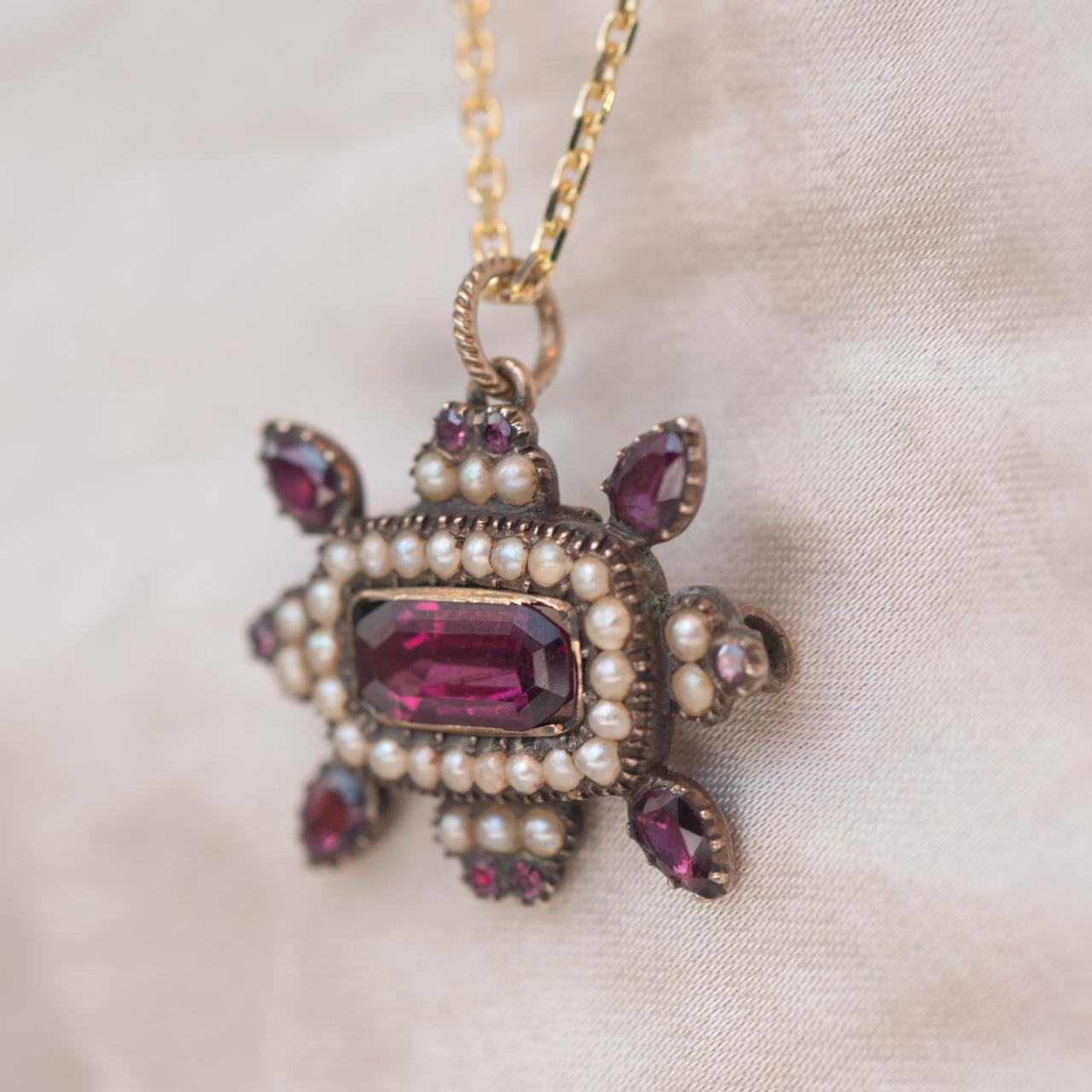 Georgian Antique Memento Locket Back Brooch Pendant