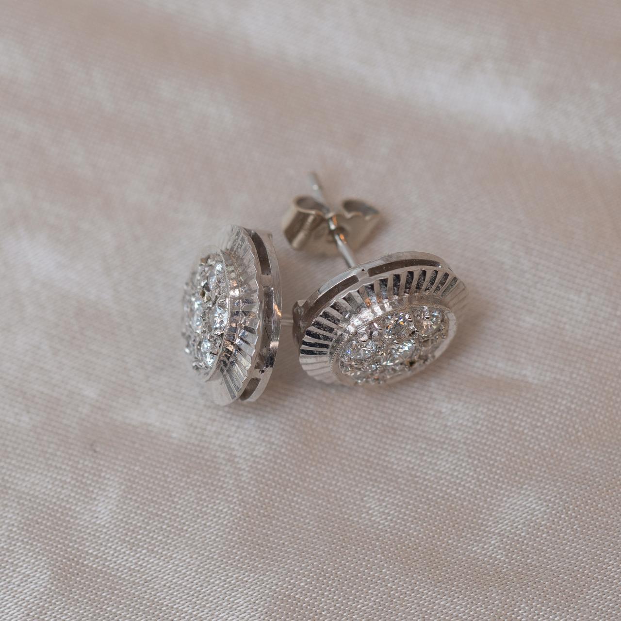 Large vintage diamond cluster stud earrings