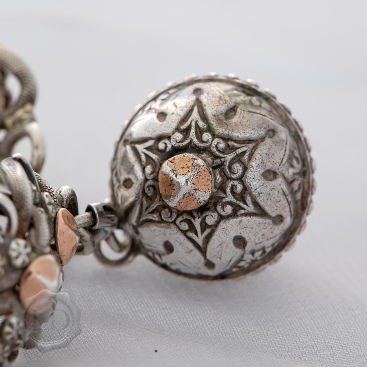French ornate antique silver bracelet with orb pendant charm circa 1900