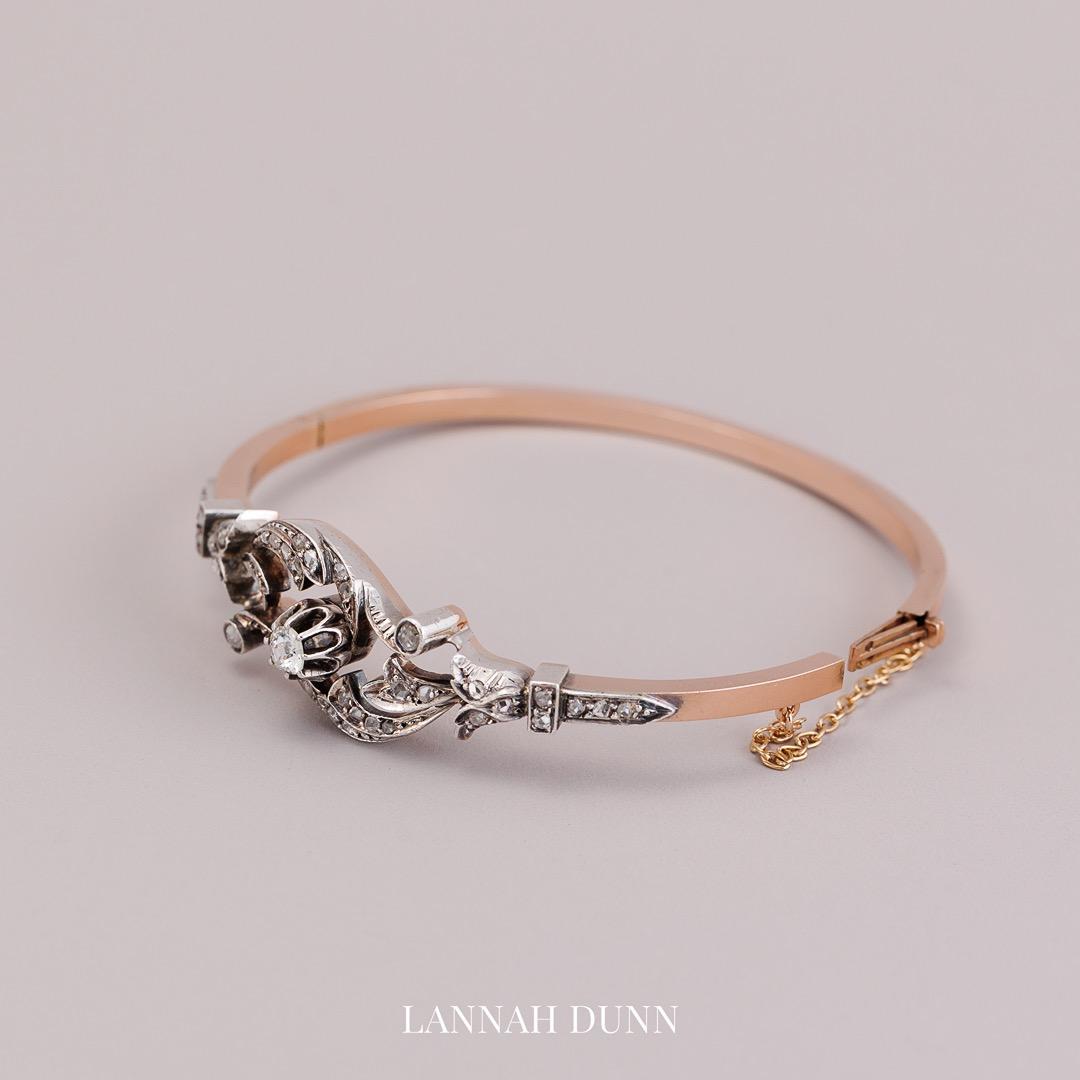 Antique French Old Cut Diamond Bangle