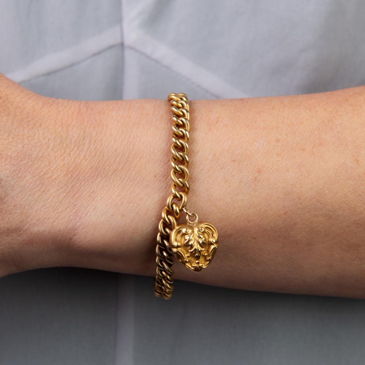 15ct gold curb bracelet pendant drop