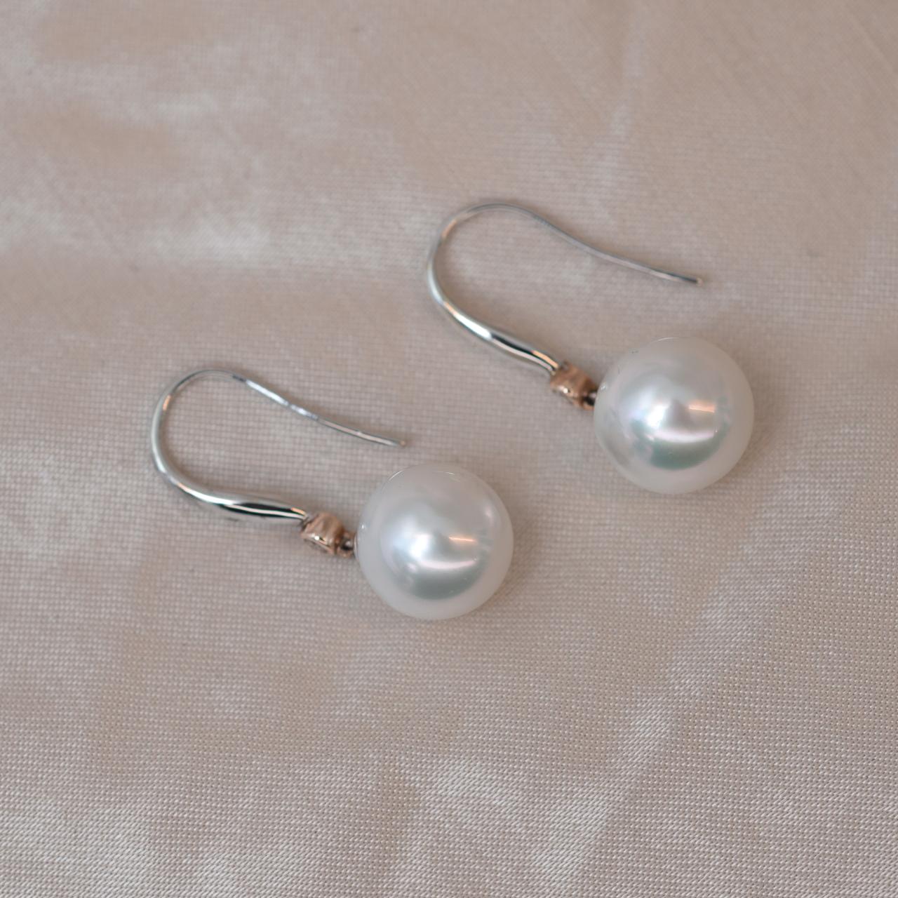 Pink Diamond & South Sea Pearl Earrings