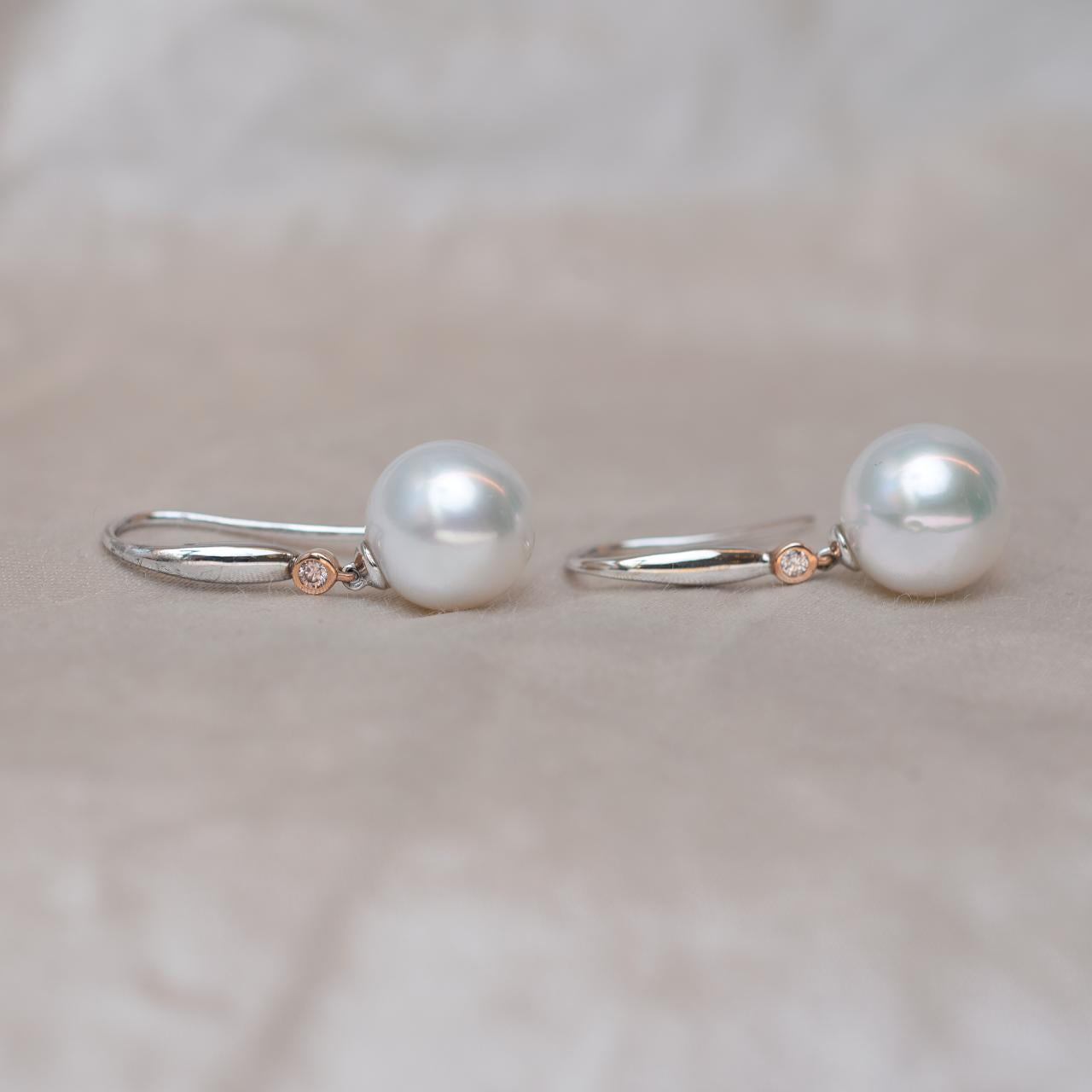 Pink Diamond & South Sea Pearl Earrings