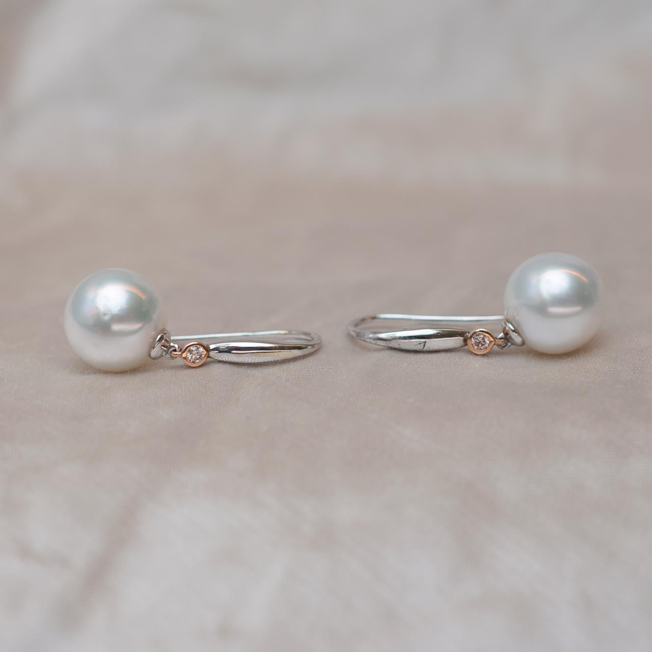 Pink Diamond & South Sea Pearl Earrings