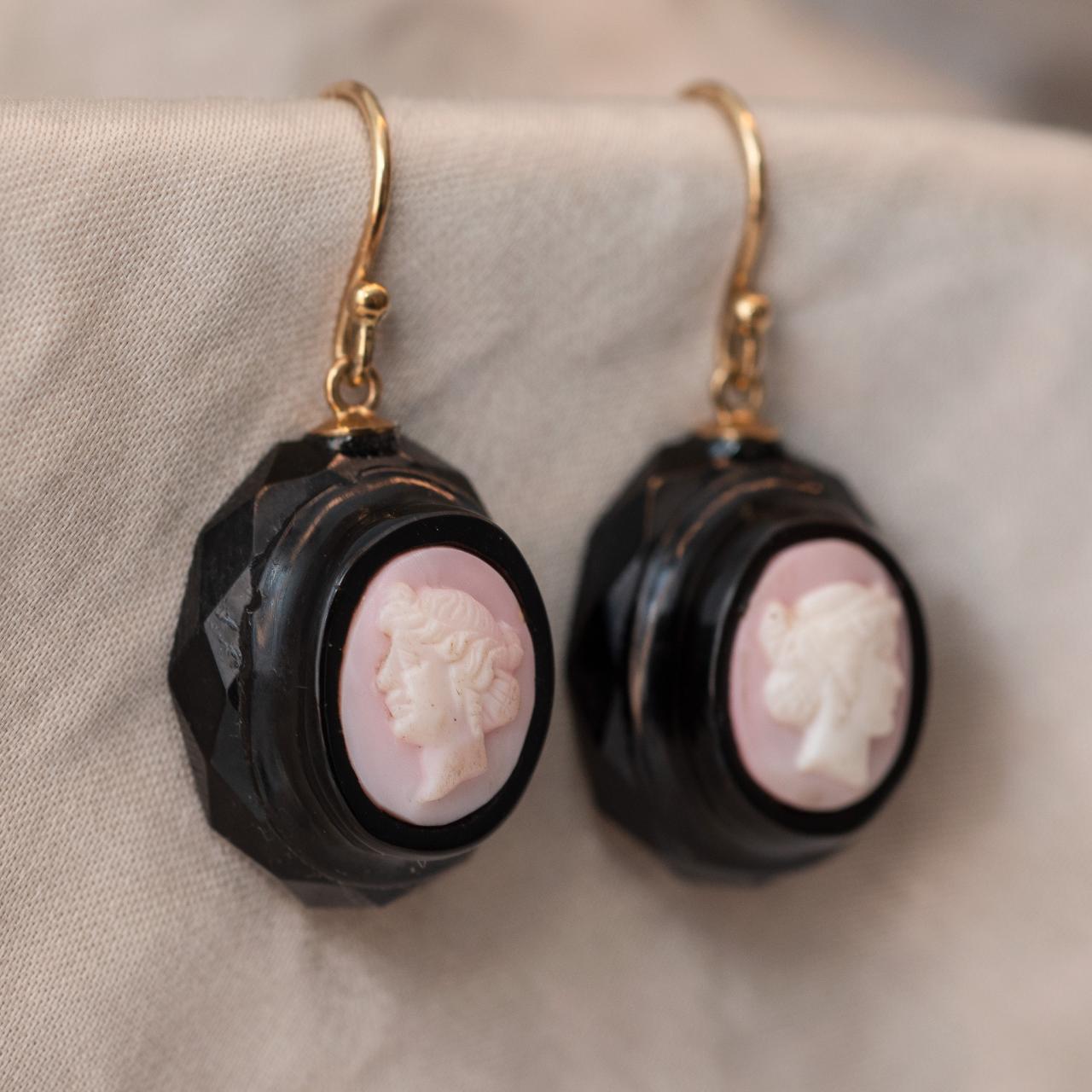 Cameo drop earrings