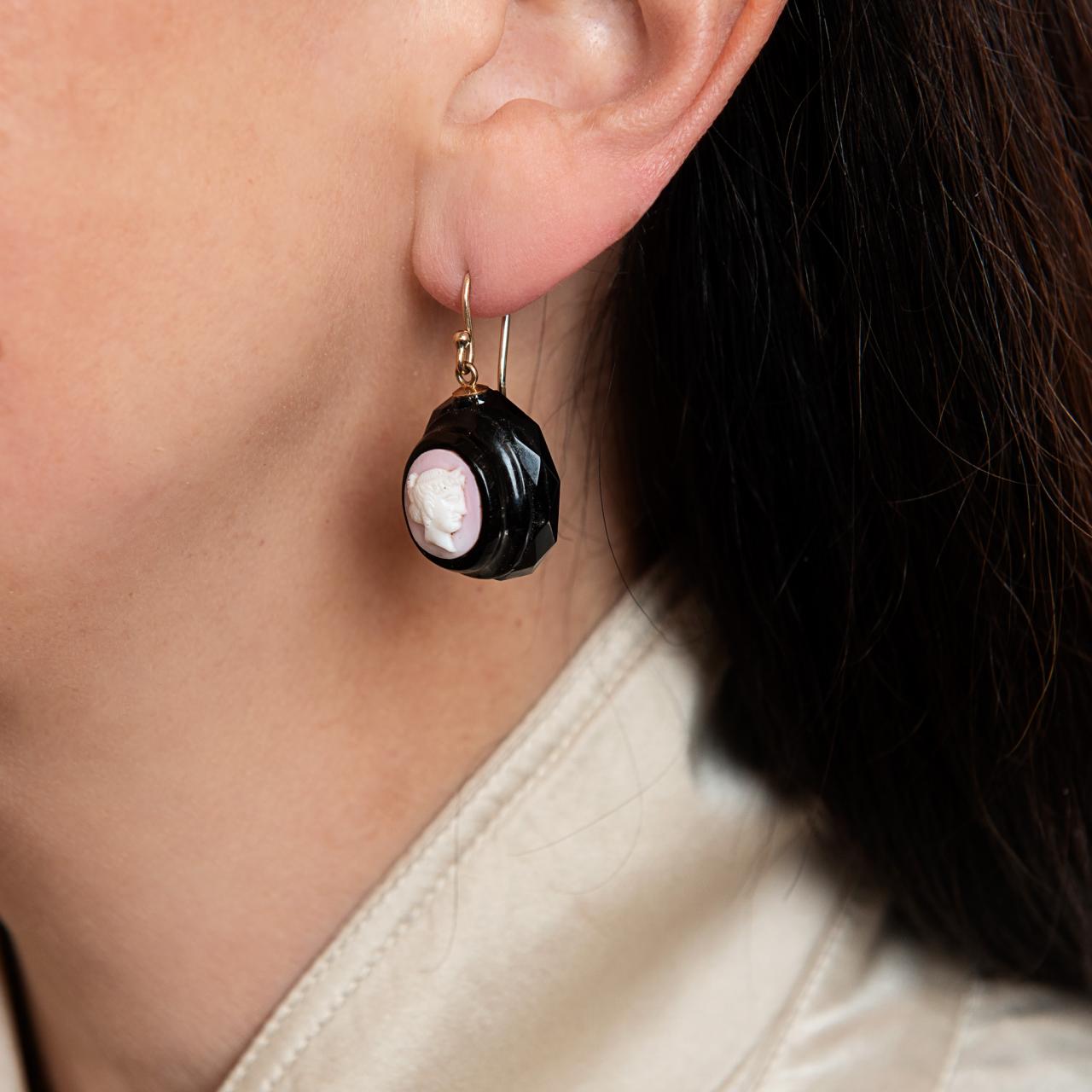 Cameo drop earrings