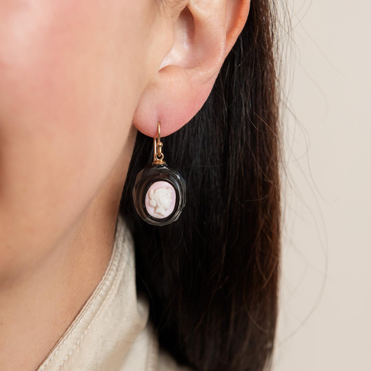 Cameo drop earrings