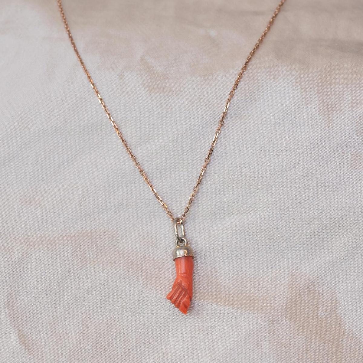 Teeny figa coral silver charm / amulet