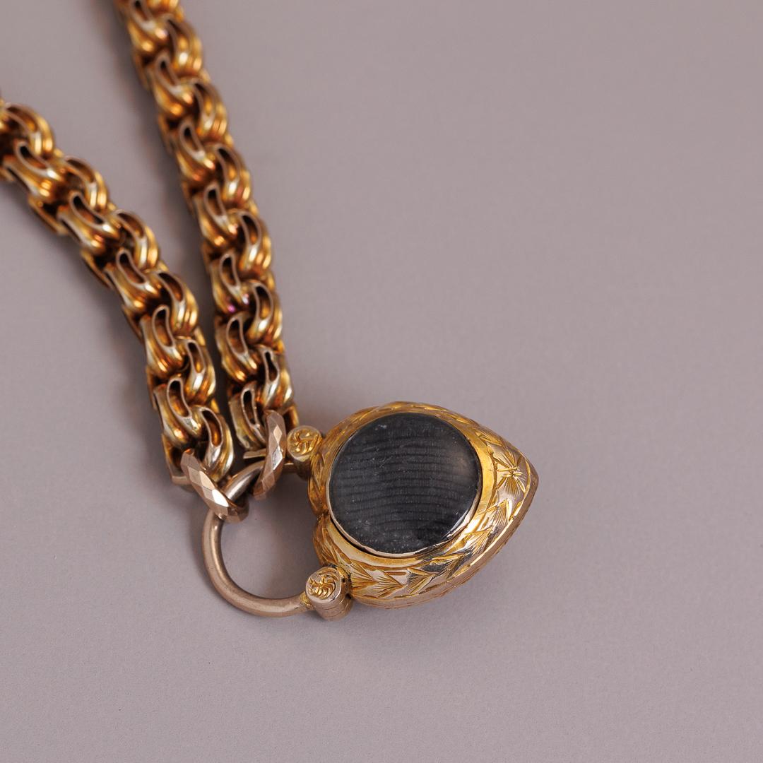 9ct gold Victorian ‘Forget-me-not’ memento sentimental antique rare bracelet with heart padlock turquoise set with locket back