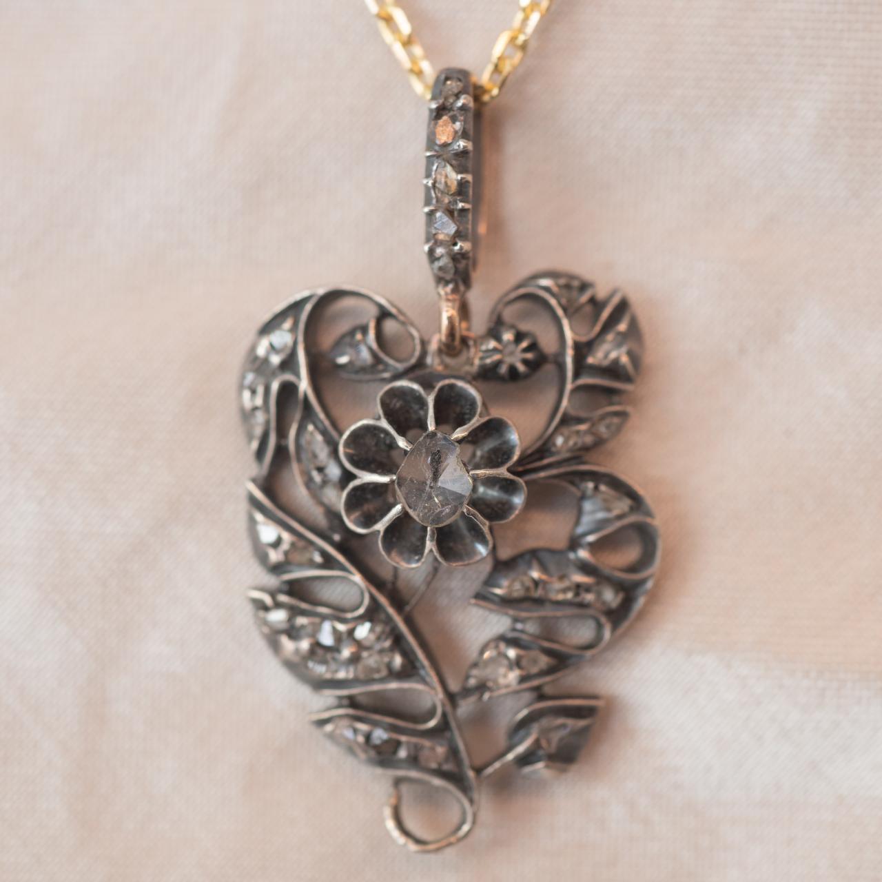 Rose-cut diamond antique pendant