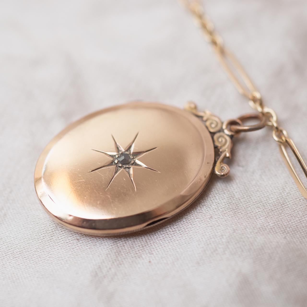 Diamond set antique locket