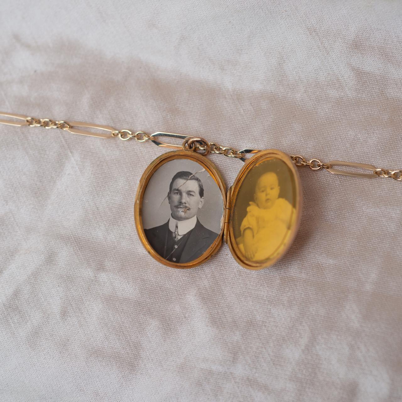 Antique oval stone set locket