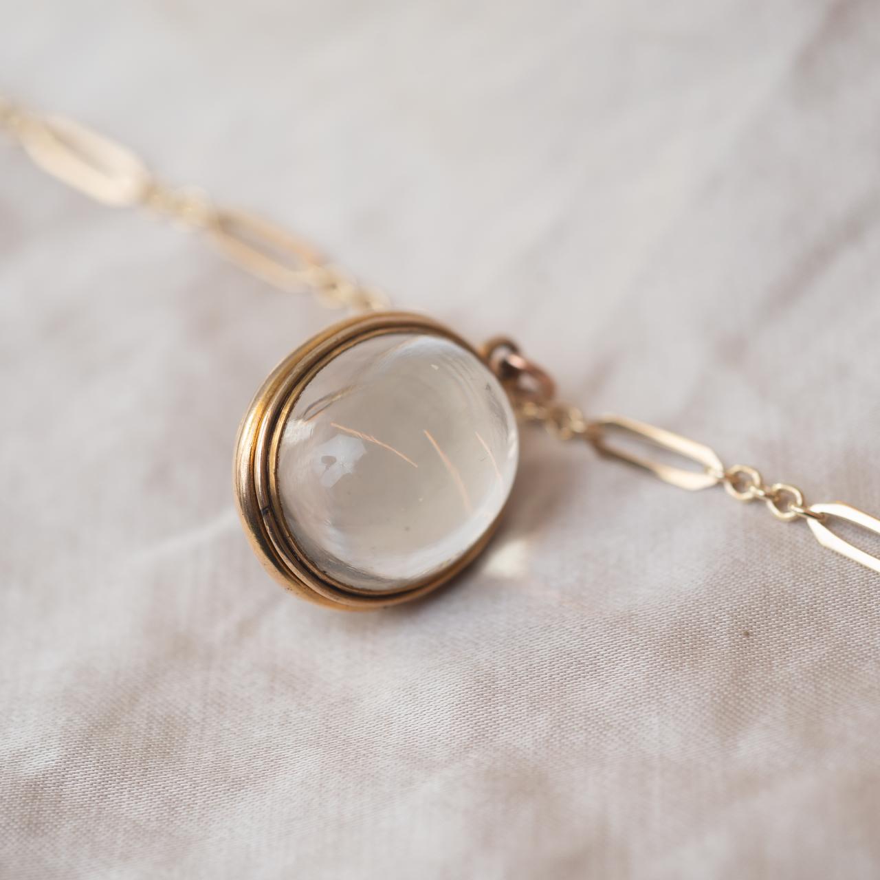 Rock crystal locket pendant