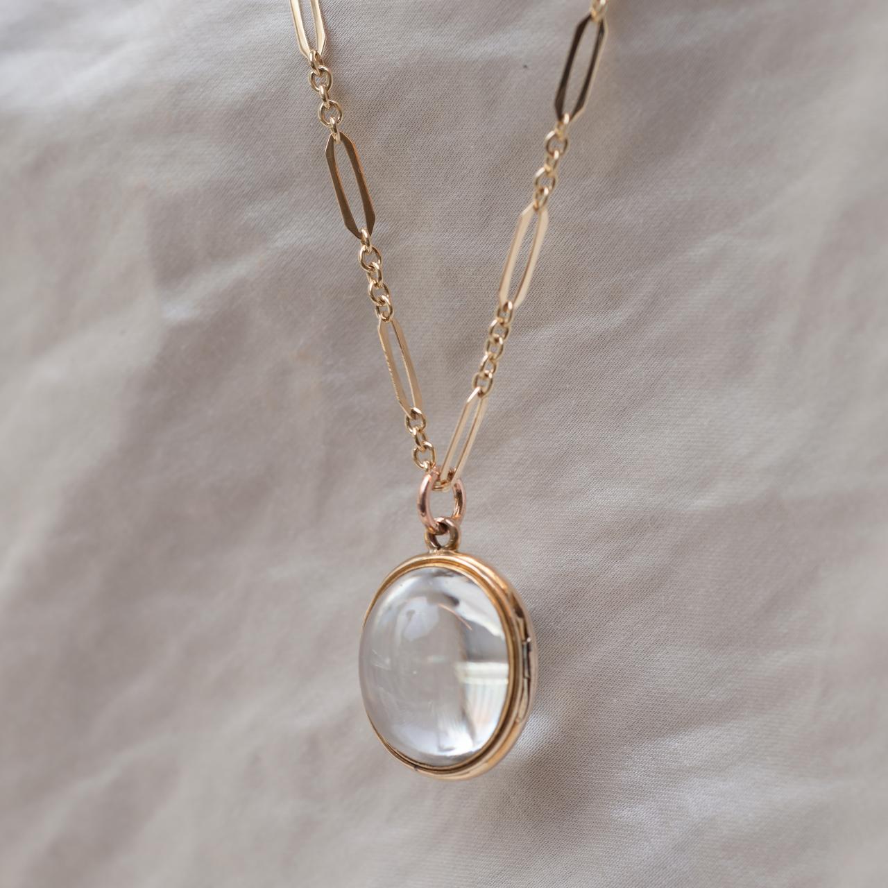 Rock crystal locket pendant
