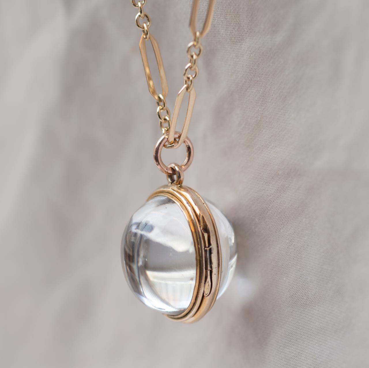 Rock crystal locket pendant