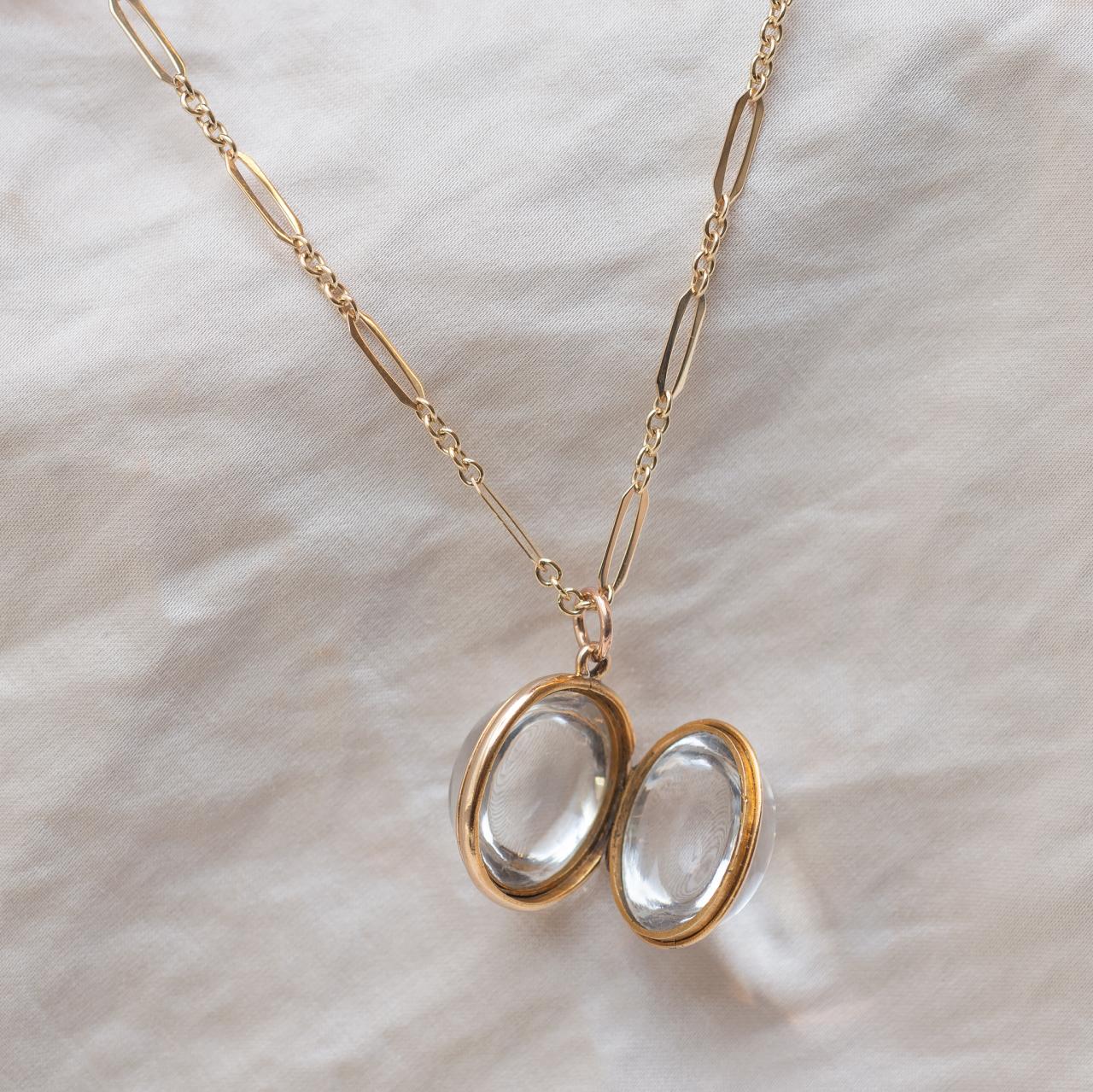 Rock crystal locket pendant