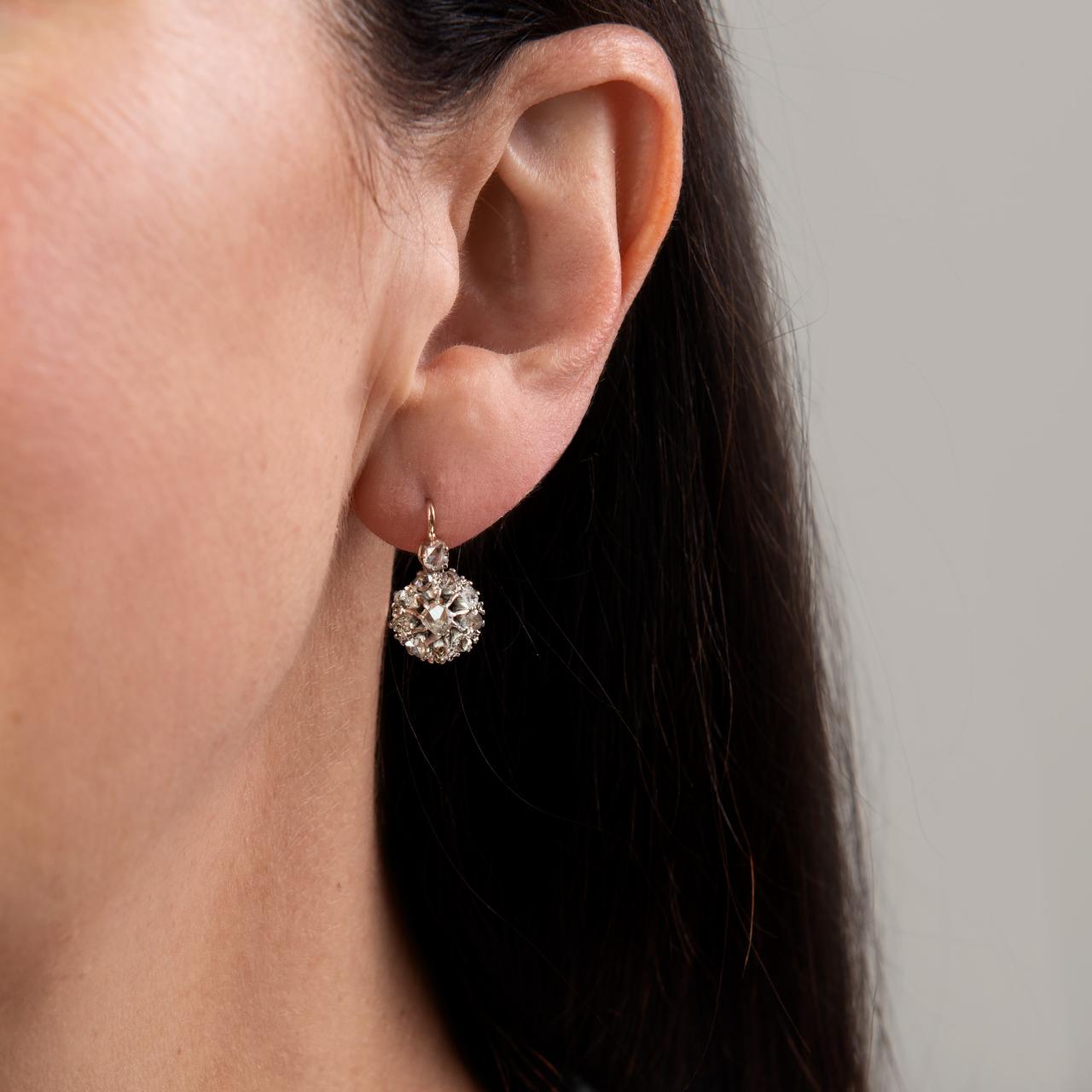Antique Rose cut diamond earrings