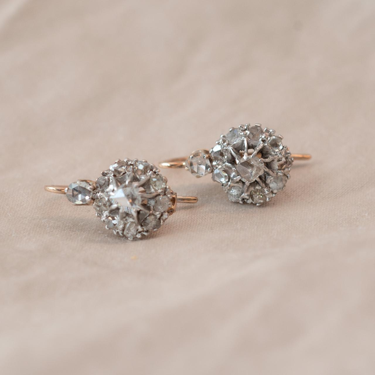 Antique Rose cut diamond earrings
