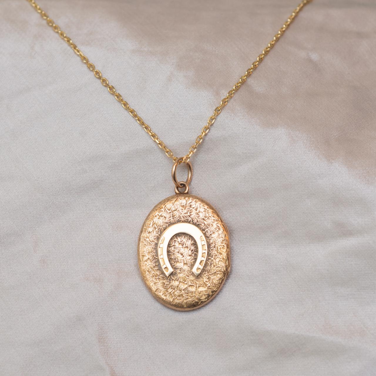 Victorian Antique Equine Horseshoe Locket Pendant