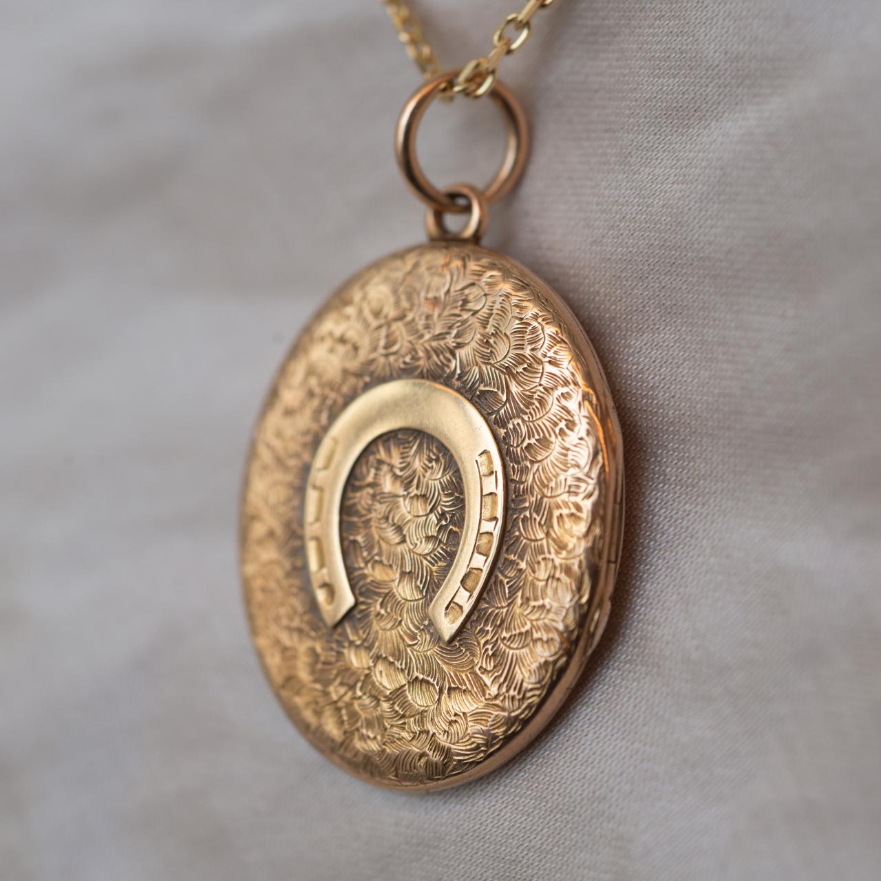 Victorian Antique Equine Horseshoe Locket Pendant