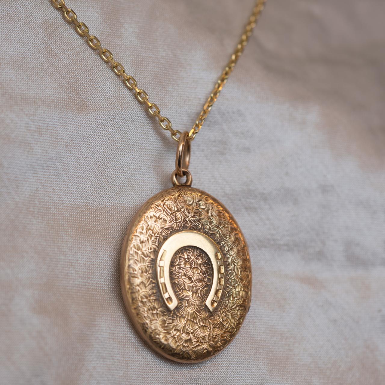 Victorian Antique Equine Horseshoe Locket Pendant