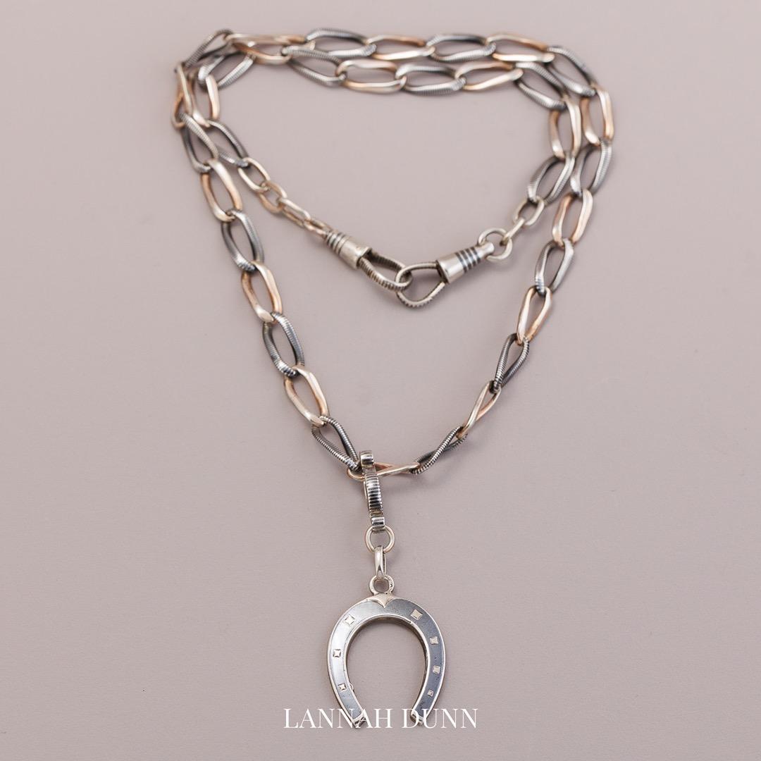 Antique Niello horseshoe necklace