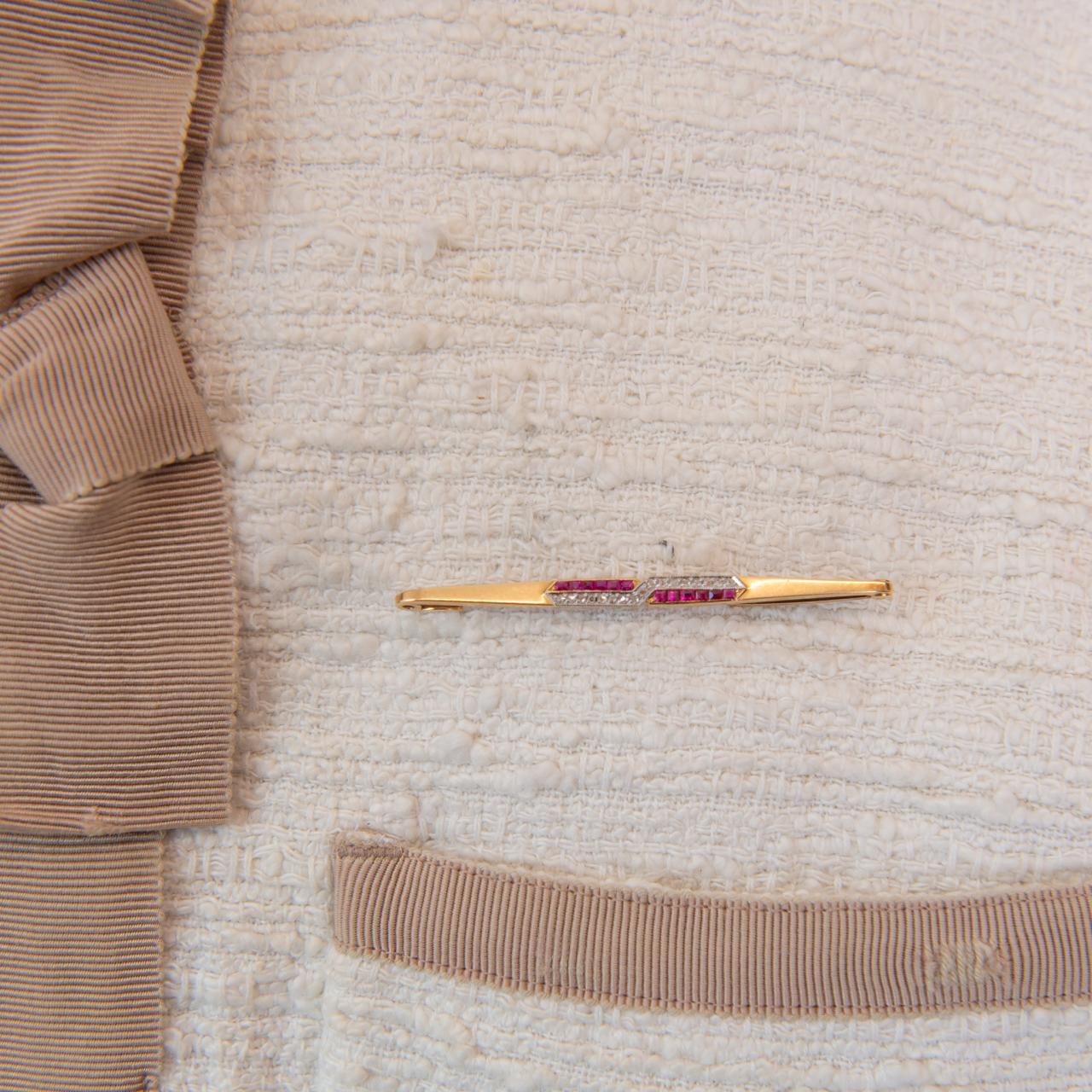 Ruby and Diamond Art Deco bar brooch