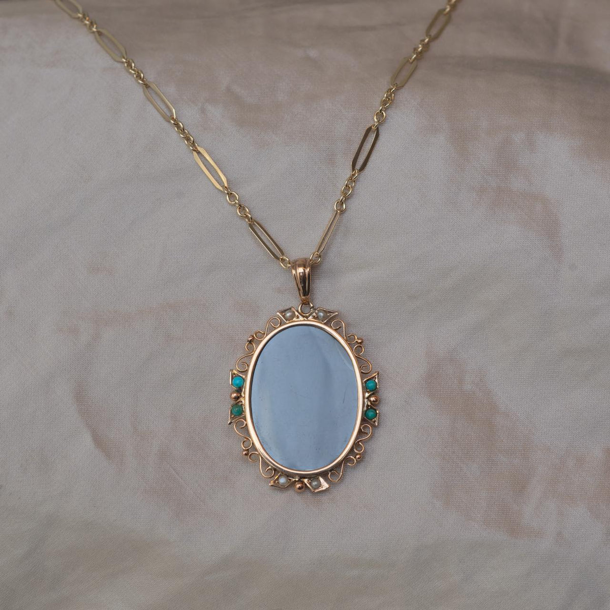 Turquoise & Pearl locket