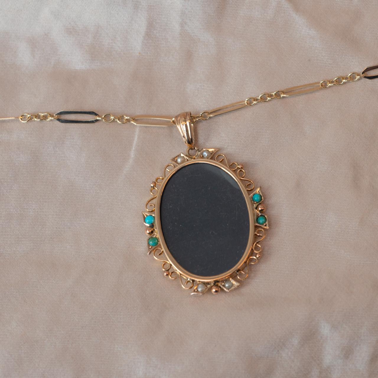 Turquoise & Pearl locket