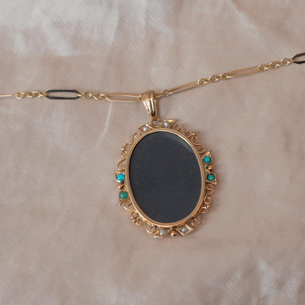 Turquoise & Pearl locket